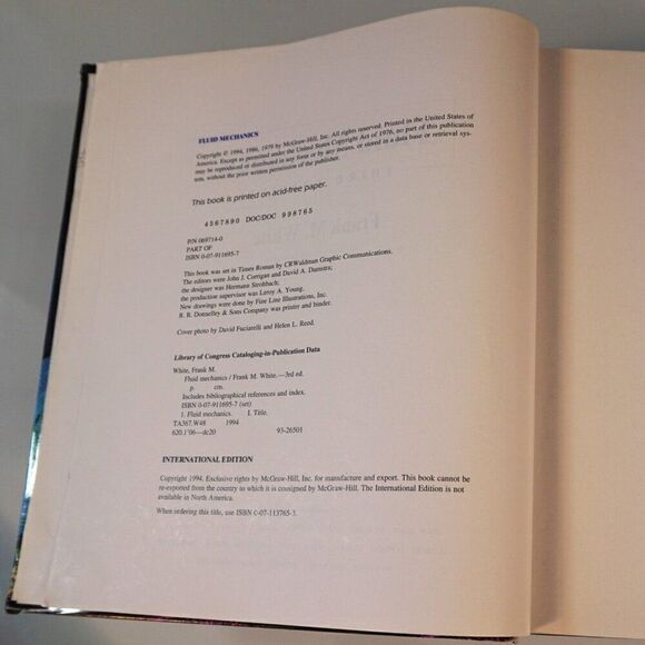 Fluid Mechanics By Frank White 3rd Edition 1994 Hardcover Book With Diskette - Picture 6 of 11